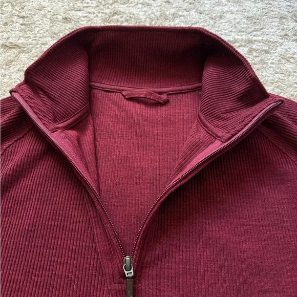 NWOT Woolx Quinn Quarter-Zip Top Cranberry S! - Picture 2 of 5